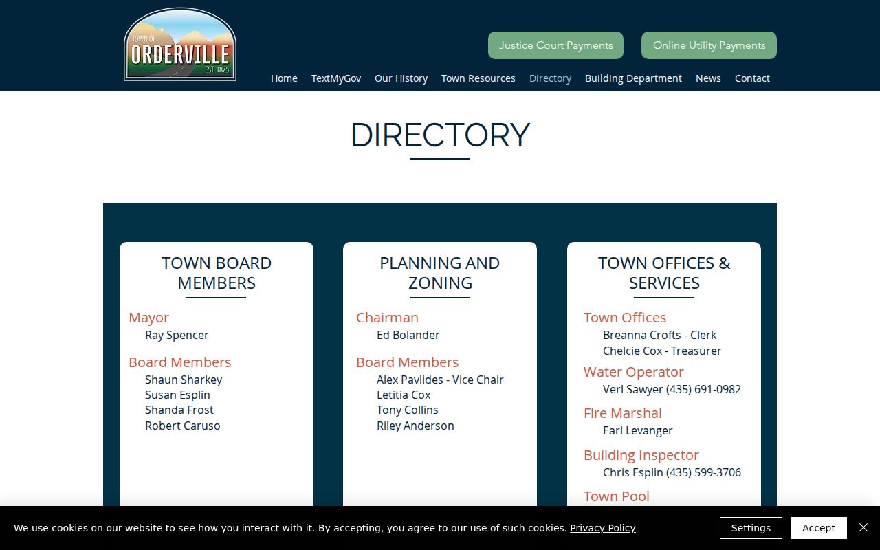 Orderville criminal court records contact in the official Kane County town directory