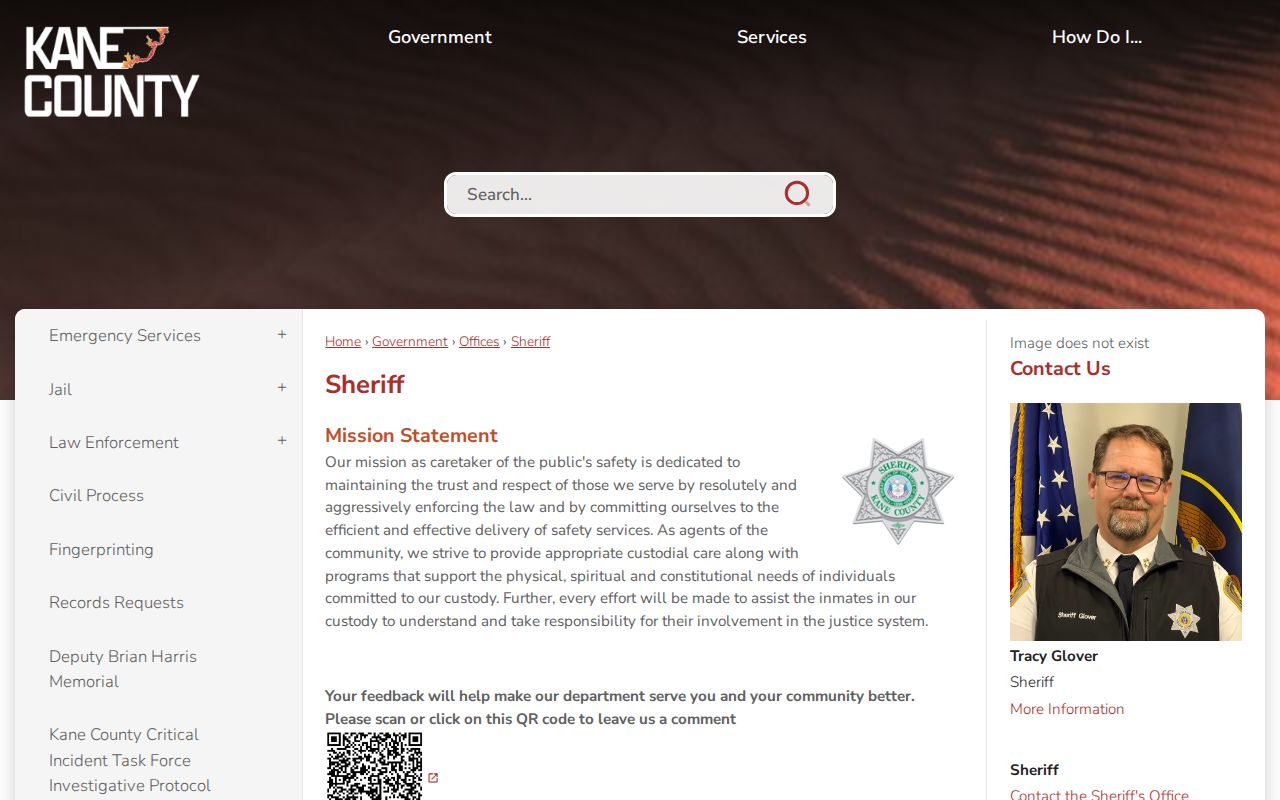 Kane County Sheriff criminal records and services page